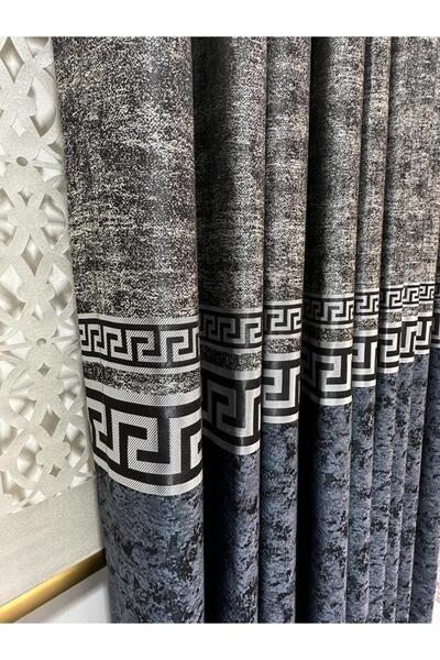 Koral Pano Fon Perde ( 2 Kanat ) -sık Pile -gri, Siyah Renk -yeni Sezon -armü...