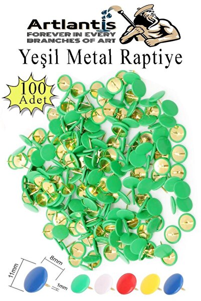 Artlantis Зелени карфици, 100 броя, 1 опаковка, цветни карфици с PVC покритие...