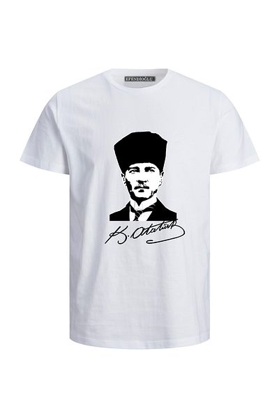 Efendioğlu Design Tricou negru din bumbac pentru copii cu imprimeu Ataturk - SIGNATURE