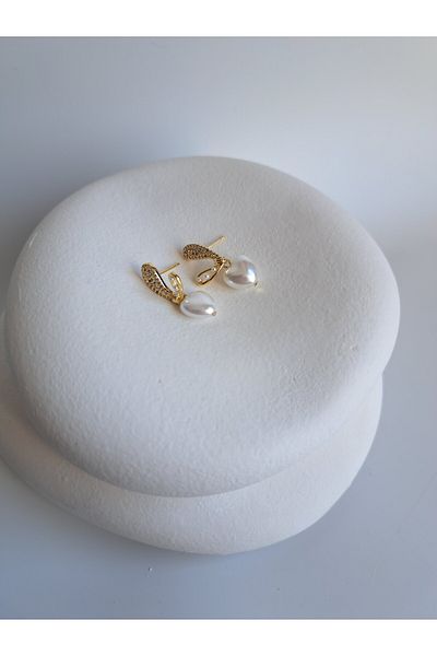 BHR AKSESUAR Gold Pearl Earrings