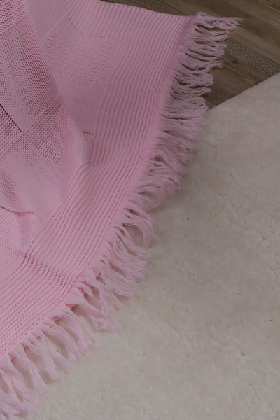 YGT Home Dama Knitted Fringed Knitwear Tv Blanket 130X170 Powder