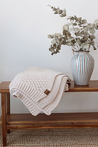 İrya Cream Mocha Knitted Blanket - 130X170
