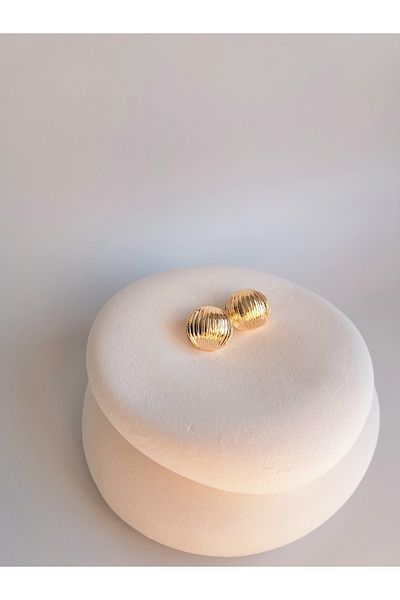BHR AKSESUAR Gold Round Earrings