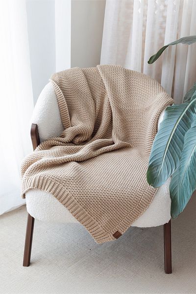 İrya Amber Beige Knitted Blanket - 130X170