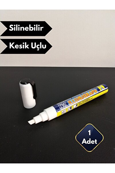 Global Türk Kolay Silinebilen Beyaz Kalem Sıvı Tebeşir Siyah Etiket Kalemi Ke...