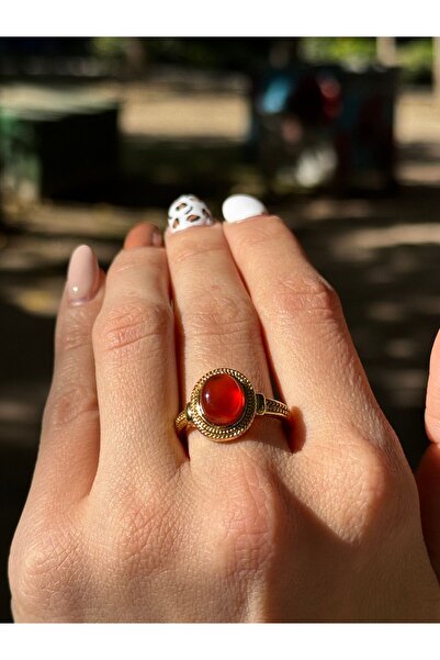 Pure Gem Akik Kahverengi Doğal Taş Yüzük Ayarlanabilir Altın Kaplama ,ikizler...