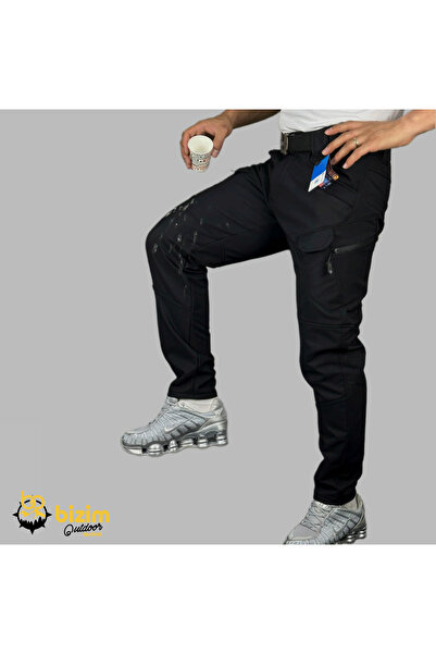 BİZİM OUTDOOR TACTİCAL Softshell Su Geçirmez Kışlık Pantolon Içi Polarlı Siyah Renk