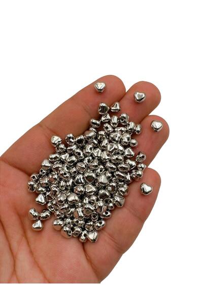 Ebruli Boncuk 6 mm Plastik Altın Gümüş Kaplama Kalp Delikli Boncuk Takı Yapım...