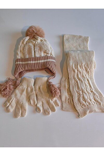 Kitti Kıttı Girl's Gloves Set of 3 - Scarf Beanie 24170-07-010 4-8 Years