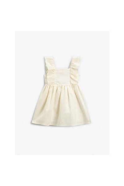 Koton Short Sleeve Ruffle Linen Blended Party Dress
