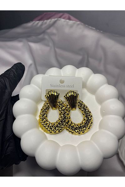 STAİNLES Pineapple Gold Stainless Steel Earrings