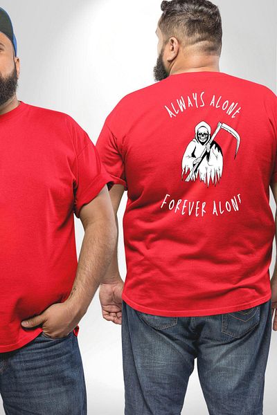 Angemiel تي شيرت Grim Reaper مقاس كبير دائمًا باللون الأحمر - للرجال والنساء للجنسين، مطبوع على الظهر