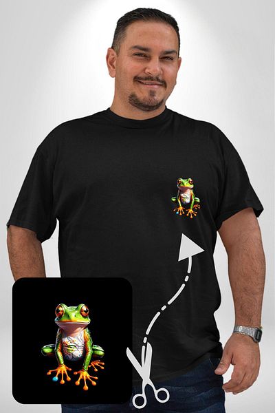 Angemiel تي شيرت أسود كبير الحجم مطبوع عليه Frog Frog Prince