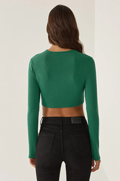 Hiccup Πλεκτή Crop Μπλούζα Slim Fit