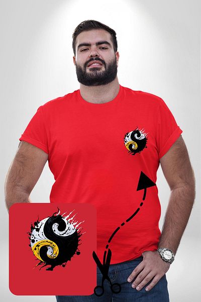 Angemiel تي شيرت أحمر كبير الحجم نظرية Yin-Yang الأساسية