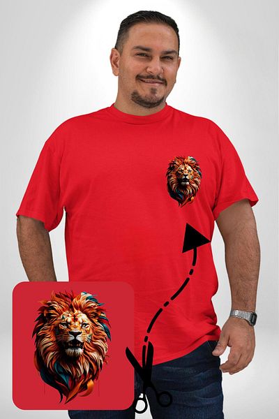 Angemiel تي شيرت أحمر كبير الحجم Tiger Roars Basic