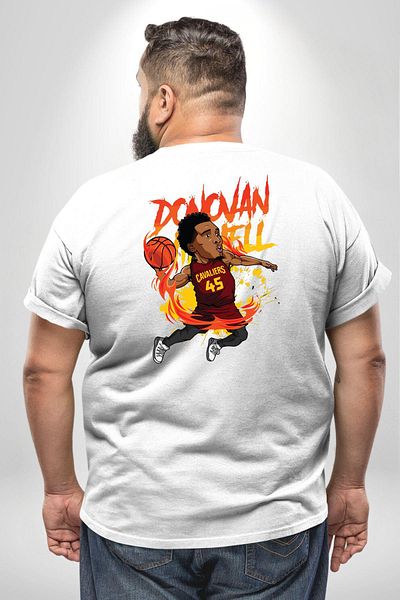 Angemiel تي شيرت Donovan Mitchell لكرة السلة مقاس كبير باللون الأبيض للجنسين - مطبوع على الظهر