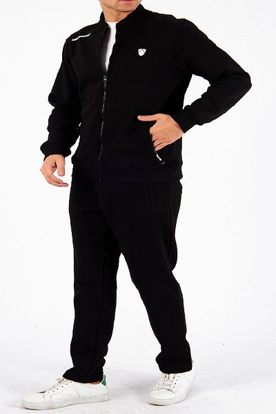 Marco Ferry Black Men's Tracksuit Set - Crew Neck, Straight Leg, 3 Thread, Large Size Edy5721B-S
