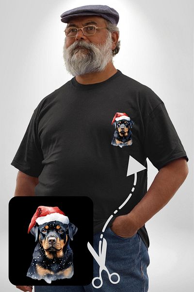 Angemiel Christmas Rottweiler Pattern Black Large Size Women's T-Shirt