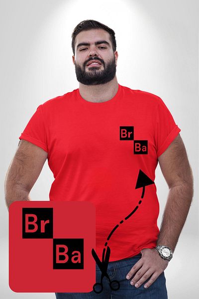 Angemiel تي شيرت أساسي مقاس كبير باللون الأحمر من Breaking Bad - كيمياء Br Ba