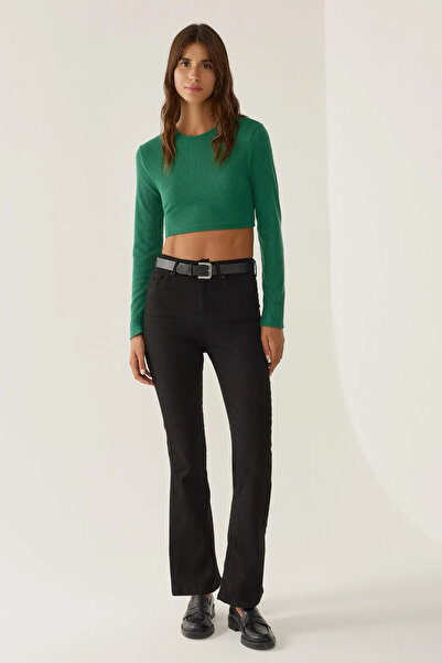 Hiccup Πλεκτή Crop Μπλούζα Slim Fit