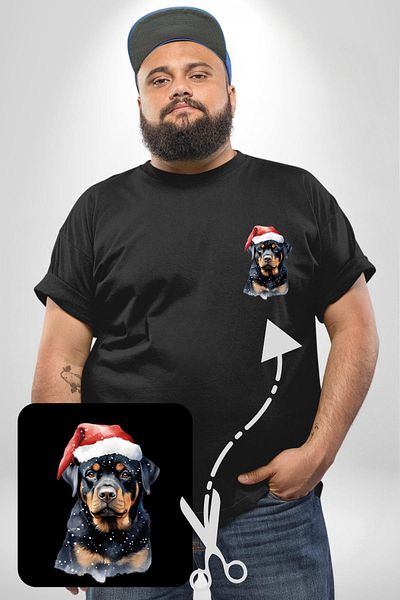 Angemiel Christmas Rottweiler Pattern Black Large Size Women's T-Shirt
