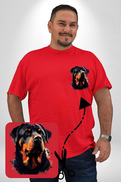 Angemiel تي شيرت نسائي مقاس كبير منقوش باللون الأحمر من Rottweiler - طباعة أساسية بسيطة