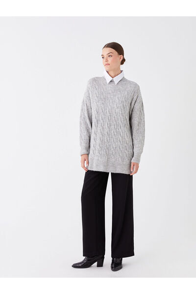 LC Waikiki Lw - Fél garbó, saját mintás, hosszú ujjú női kötöttáru tunika