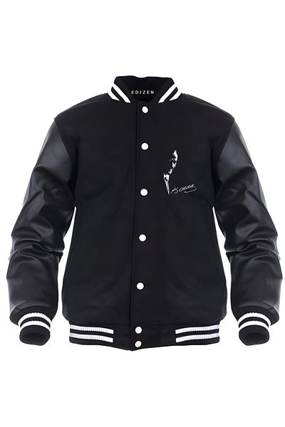 Edizen Ataturk Printed Unisex Premium Black Bomber Jacket - 100% βαμβάκι