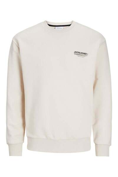 Jack & Jones Ανδρικό φούτερ Jack&Jones Beige - Στρογγυλή λαιμόκοψη, Χαλαρή εφ...