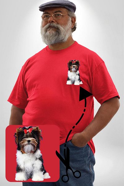 Angemiel نمط Biewer Yorshire Terrier - تي شيرت أحمر، مقاس كبير، بسيط وبسيط