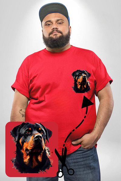 Angemiel تي شيرت نسائي مقاس كبير منقوش باللون الأحمر من Rottweiler - طباعة أساسية بسيطة