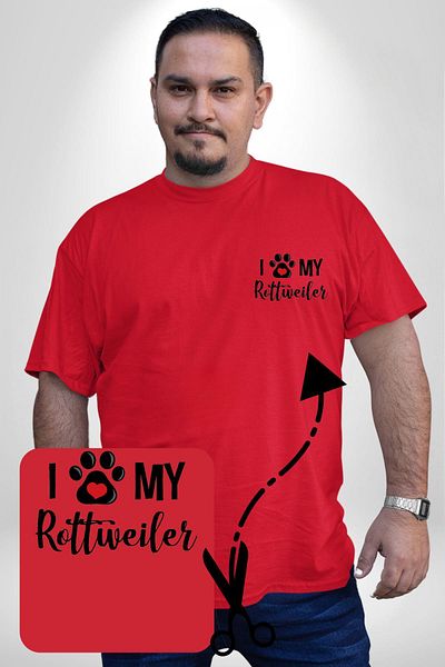 Angemiel تي شيرت نسائي أساسي مطبوع عليه Dog Love Rottweiler باللون الأحمر مقاس كبير