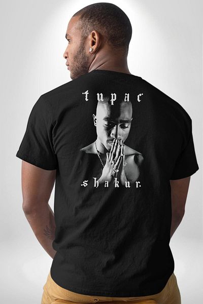 Angemiel Tupac Shakur Singer Pattern - Cotton Oversize Women's/Men's Black T-shirt