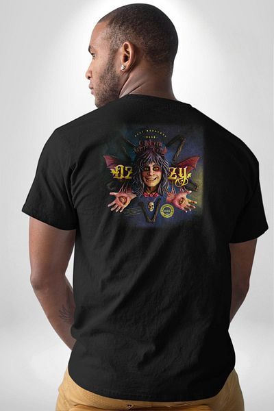 Angemiel Ozzy Osbourne 80s Album Pattern - Cotton Men's and Women's Oversize Black T-shirt