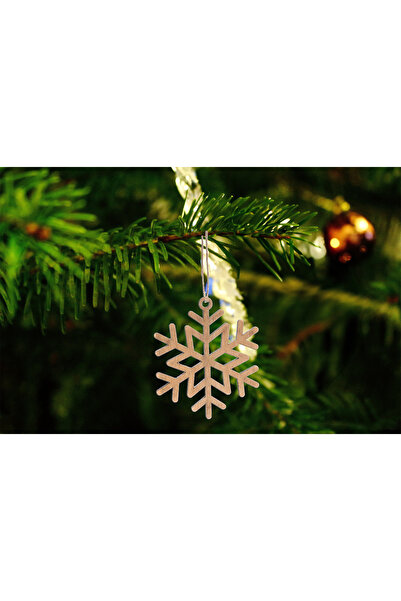 Antika Design Pachet de ornamente pentru brad de Crăciun din lemn de furnir c...