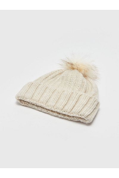 LC Waikiki LCW ACCESSORIES Women's Knitted Beret with Pompom Detail