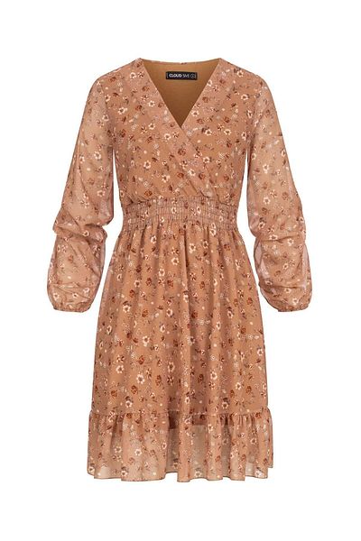 Cloud5ive V-Neck Chiffon Kleid mit Taillengummizug