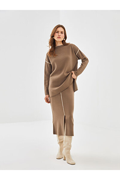 LC Waikiki Brown Elastic Waist Slim Fit Women's Knit Skirt