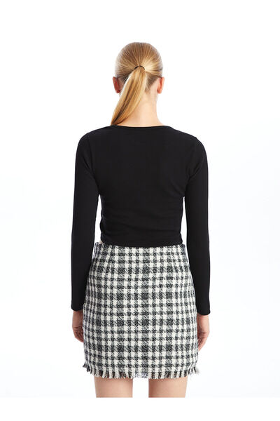 LC Waikiki Black Crew Neck Plain Long Sleeve Women's Bodysuit