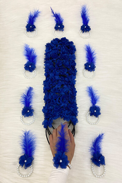 ZEYMERADE سوار وصيفة العروس الأزرق من ساكس وتاج وصيفة العروس (بلاستيك) حناء ل...