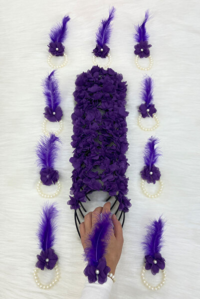 ZEYMERADE سوار وصيفة العروس الأرجواني وتاج وصيفة العروس (بلاستيك)، ليلة الحنا...