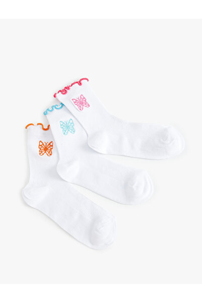 Koton Butterfly Patterned 3-Piece Socks Set