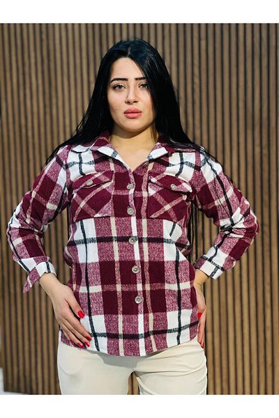 QUBERZ قميص منقوش بأزرار أمامية باللون الأحمر
