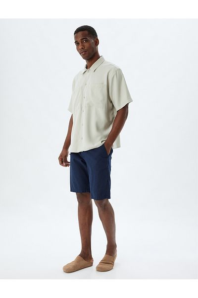 Koton Viscose Short Sleeve Basic Shirt - Pocket Detail
