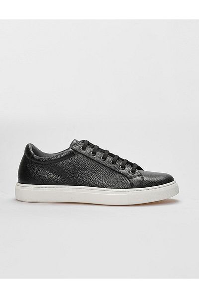 Cabani Genuine Leather Black Lace-Up Men's Sports Shoes