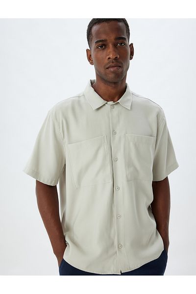Koton Viscose Short Sleeve Basic Shirt - Pocket Detail