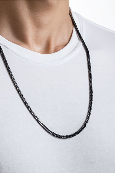 So CHIC... Asil Siyah Rodyum Kaplama 65 Cm Çelik Erkek Kolye