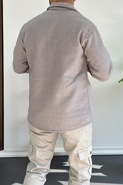 Edwox Γκρι ανδρικό πουκάμισο από ύφασμα κασετίνας - Edw215