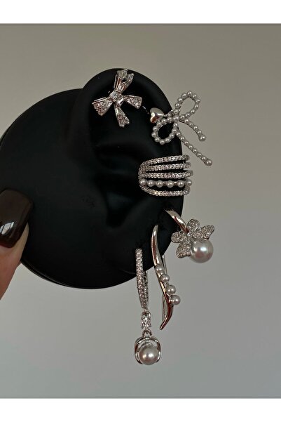 h&b design jewel Çelik İnci Detay 6 Lı Küpe Seti